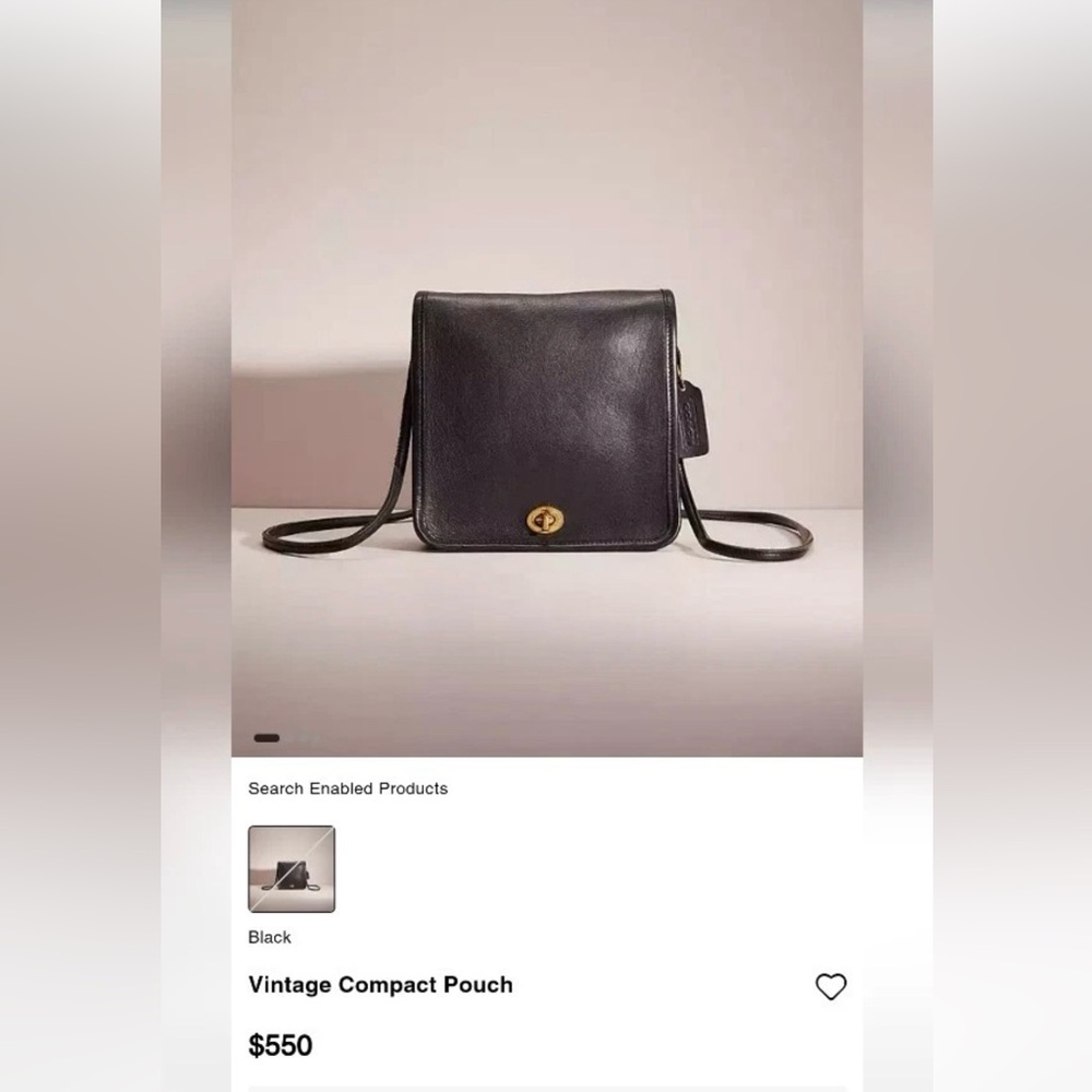 Coach Black Vintage Compact Pouch with Gold Turnlock